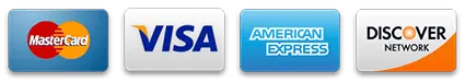 Accepted payment methods: Visa, Mastercard, Amex, Discover